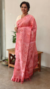 Light peach tussar jamdani saree - ZE38
