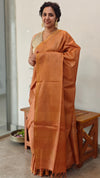 Rust brown zari check tussar silk saree - 4K32