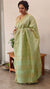 Tea green zari check tussar silk saree - 4K32