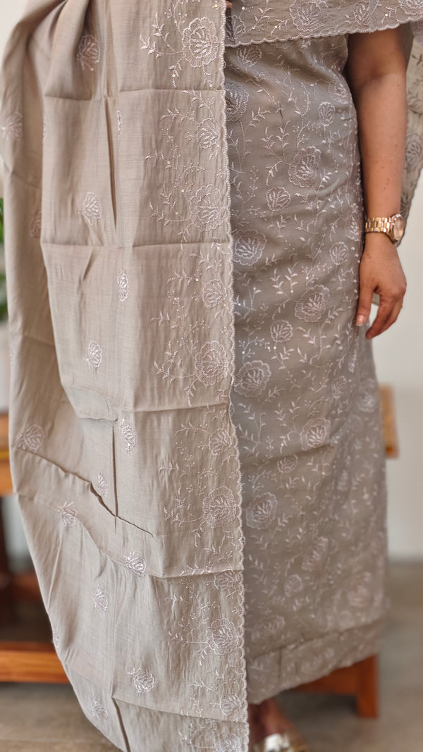 Dusty grey muslin salwar suit