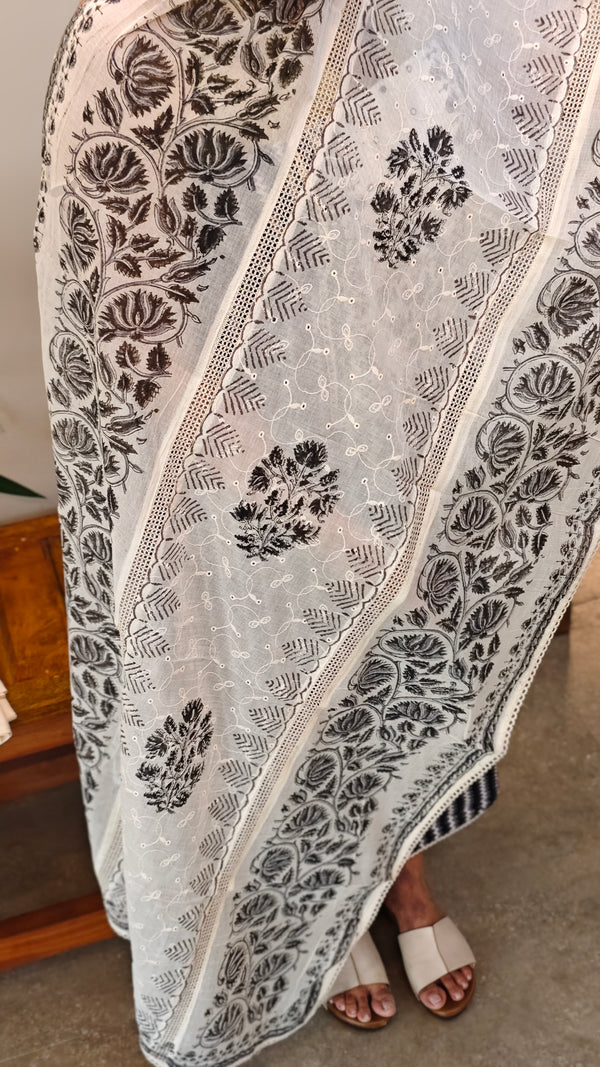 Off white and Black cotton suit