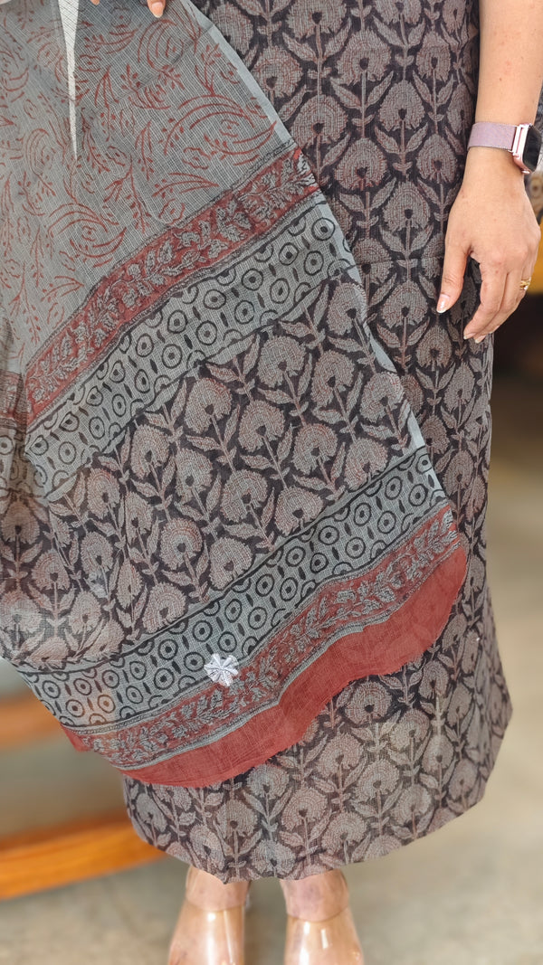 Grey and Black Kota doria salwar suit - GD331