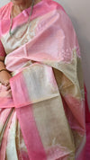 Pink andbeige tussar shadedsilk saree - G253