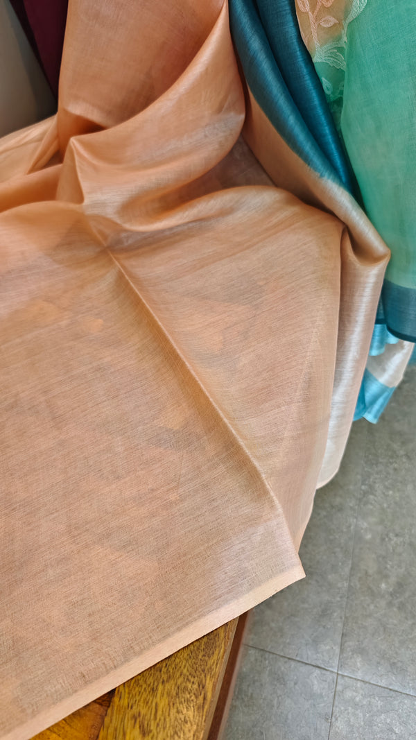 Aqua Blue and Peach shaded tussar silk saree - G253