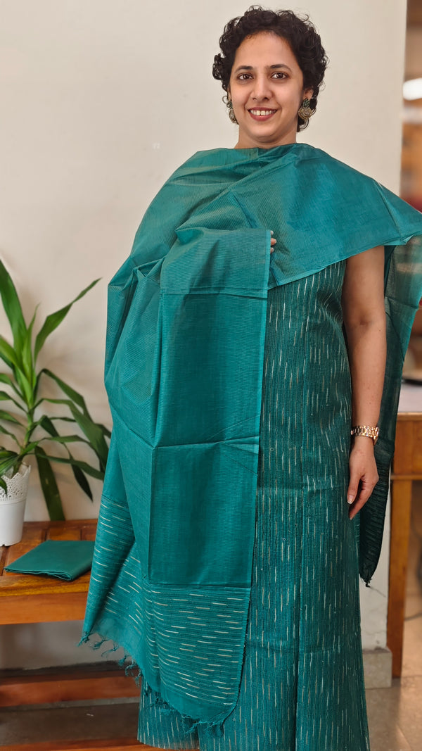 Peacock Green vicose tussar silk suit