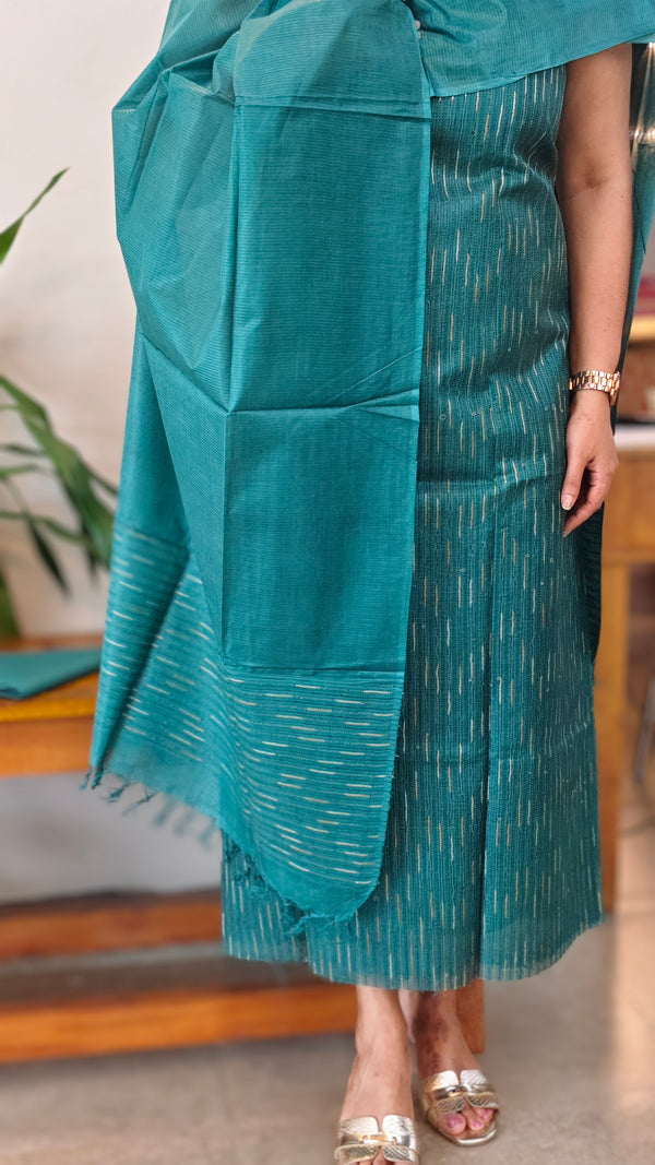 Peacock Green vicose tussar silk suit
