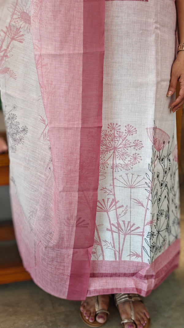 Off white and Mauve Blended Linen suit