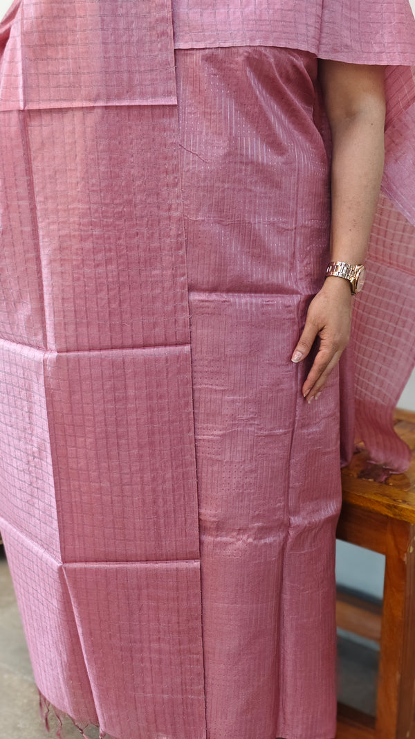 Mauve bamboo tussar silk suit