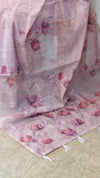 Mauve blended linen embroiderd saree
