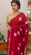 Red Chinon silk bandini saree - NG22