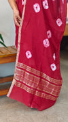 Red Chinon silk bandini saree - NG22