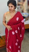 Red Chinon silk bandini saree - NG22
