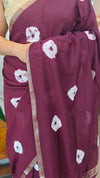 Wine chinon silk bandini saree - NG22