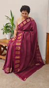 Wine Chinon silk banarasi saree
