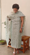 Sage Green Embroidered net kota suit - QA72
