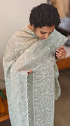 Sage Green Embroidered net kota suit - QA72
