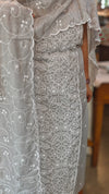 Smoky grey embroidered net kota suit - QA72