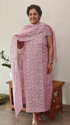 Lilac embroidered net kota suit - QA72