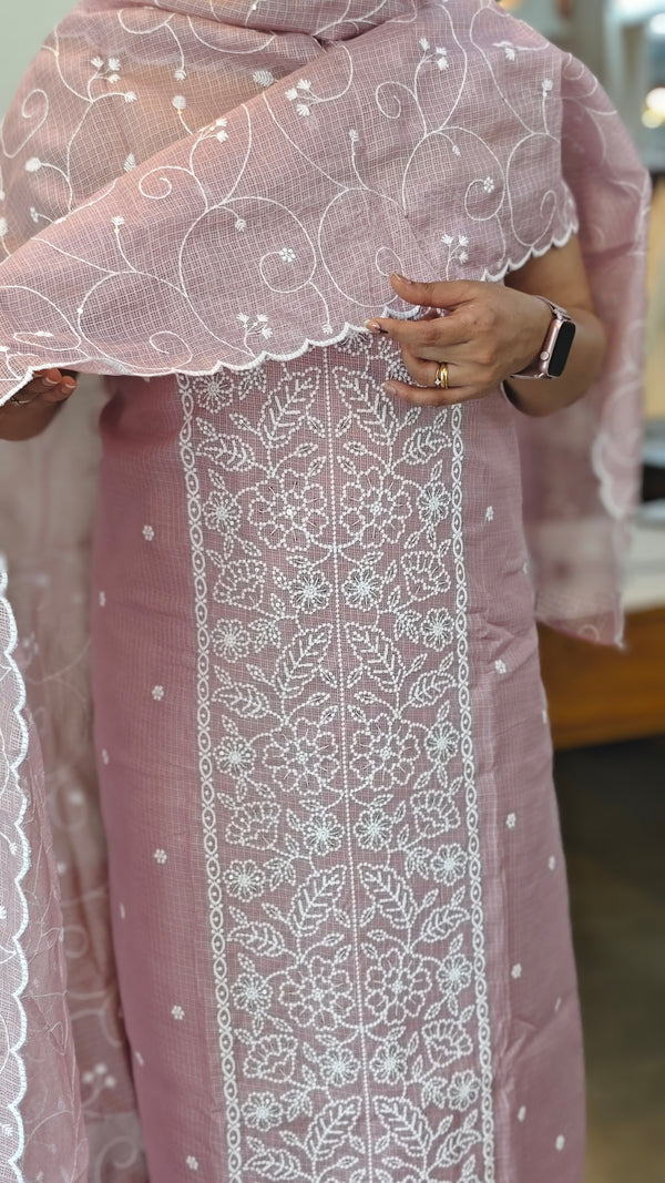 Lilac embroidered net kota suit - QA72
