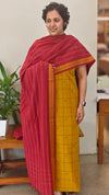 Mustard and Maroon handloom cotton suit