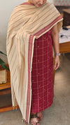 Maroon and beige Handloomcotton suit