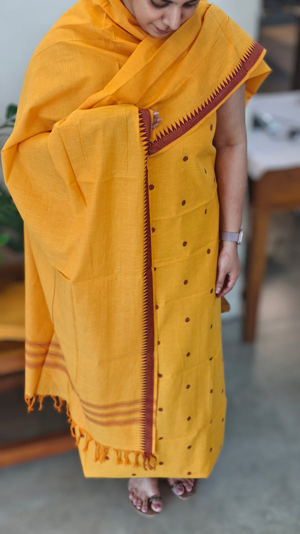 Mango yellow handloom cotton suit
