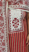 Off white and Maroon cotton suit