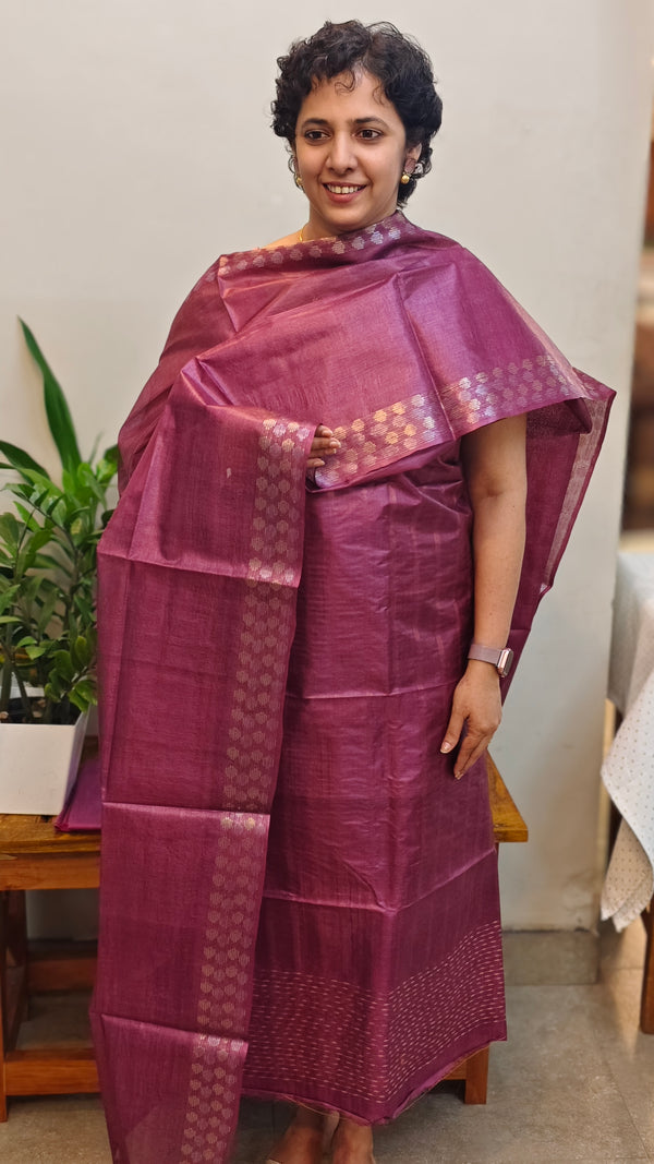 3300 - Wine tussar silk suit
