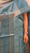 3300 - Peacock blue tussar silk suit - 2