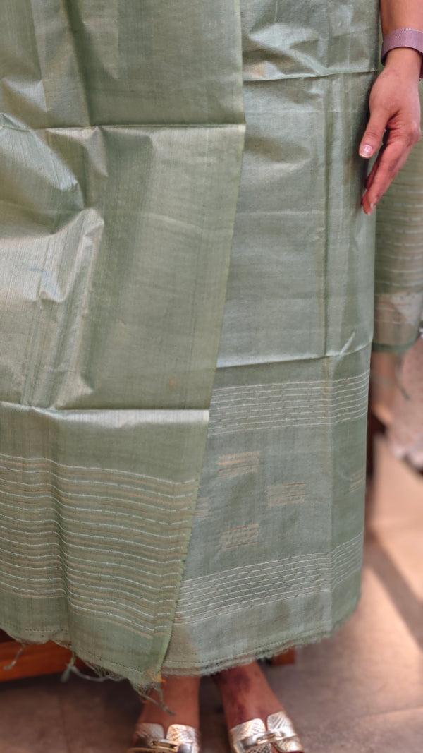 3300 - Sage green tussar silk suit - 2