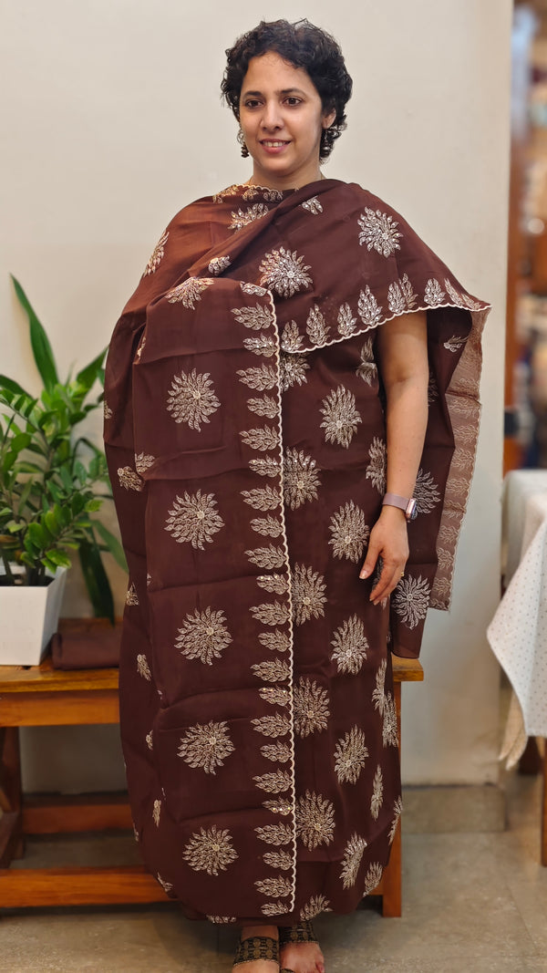 Coffee brown muslin salwar suit - HT49