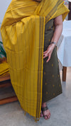 Dark green and mustard handloom cotton suit