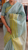 Light teal green Linen silk saree - DR42