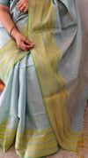 Light teal green Linen silk saree - DR42