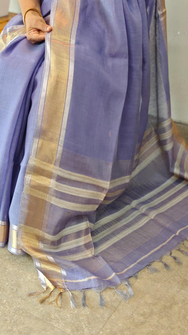 Dark Lavender Linen silk saree - DR42