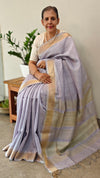 Light Lavender linen silk saree - DR42