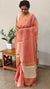 Peach linen silk saree - DR42