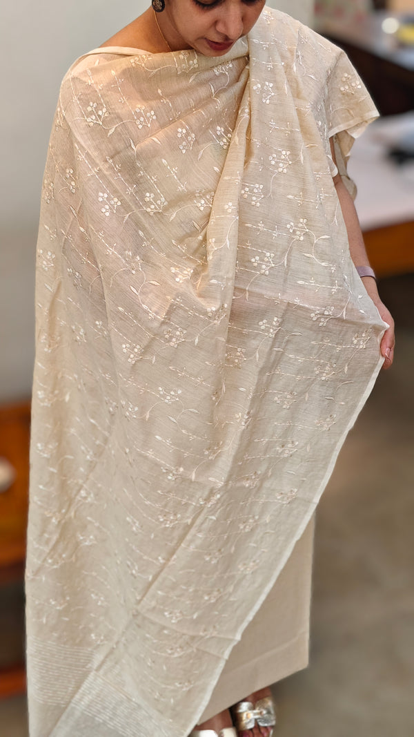 Light Beige Moonga tussar silk suit