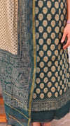 Green and Beige chanderi suit