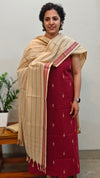 Maroon and Beige handloom cotton suit