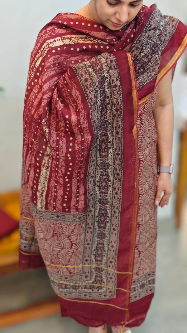 Maroon chanderi salwar suit