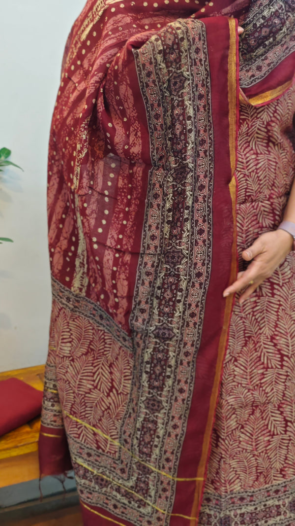 Maroon chanderi salwar suit