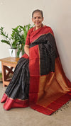 Black and maroon zari woven raw silk saree - SRW6