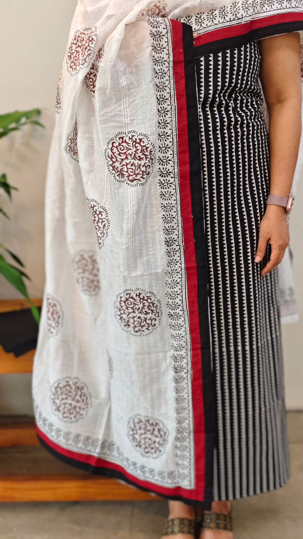 Black and white cotton suit - 1