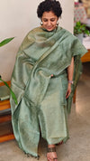 Sea green tussar silk suit