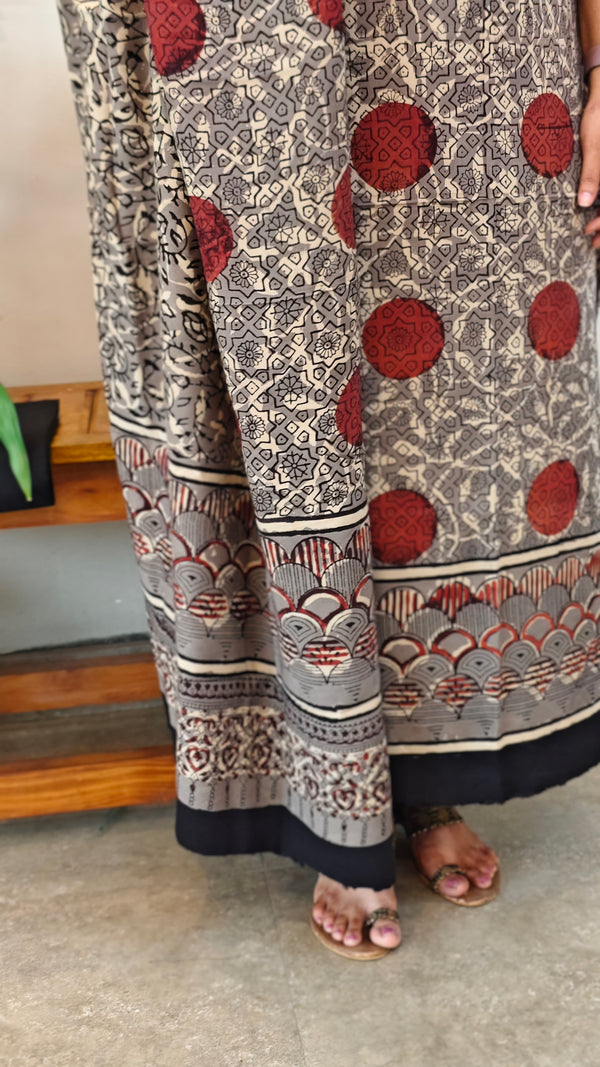Grey and maroon modal cotton suit