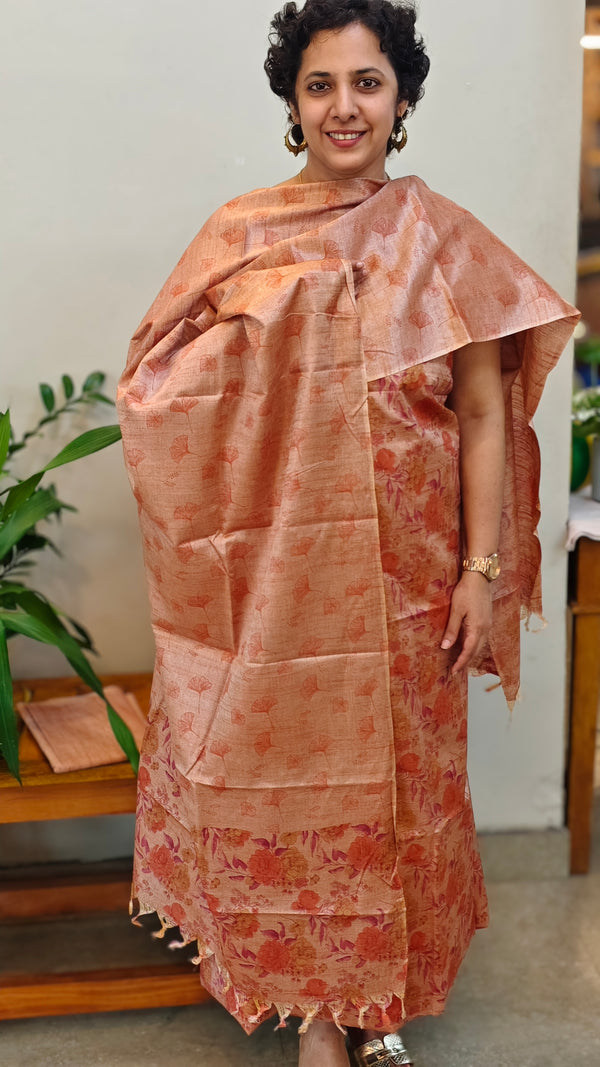 Nude peach Blended tussar suit