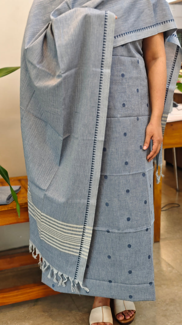 Bluish grey handloom cotton suit