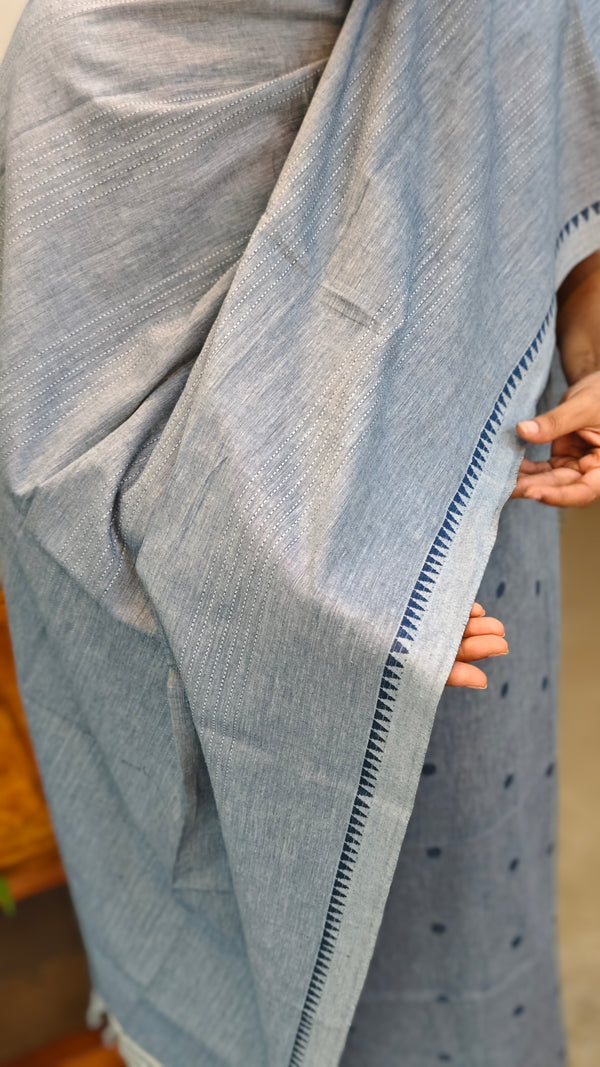 Bluish grey handloom cotton suit