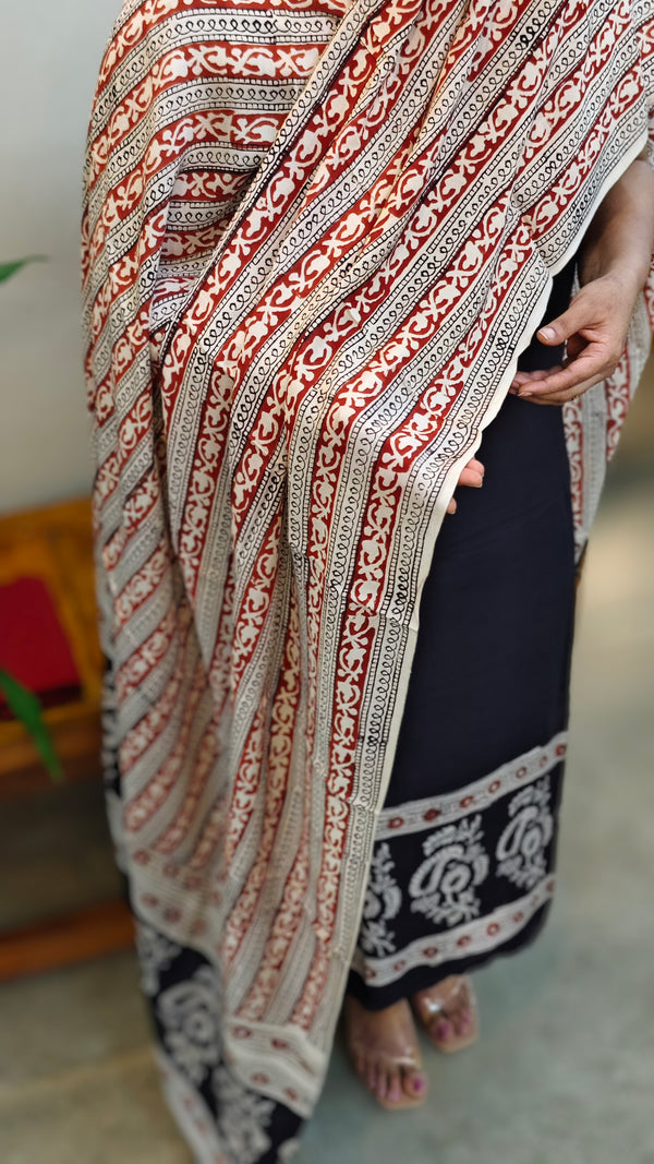 Black and off white modal cotton suit